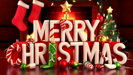 Merry Christmas with traditional decorations