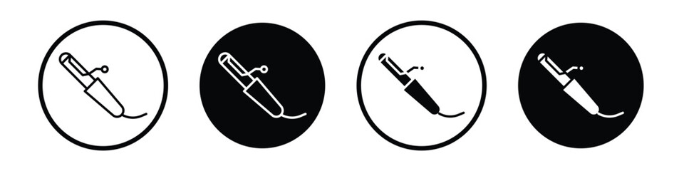 Hair curler vector icon set black filled and outlined style.