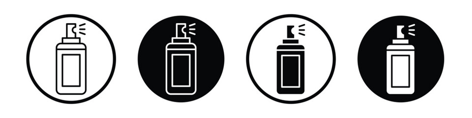 Hair spray vector icon set black filled and outlined style.