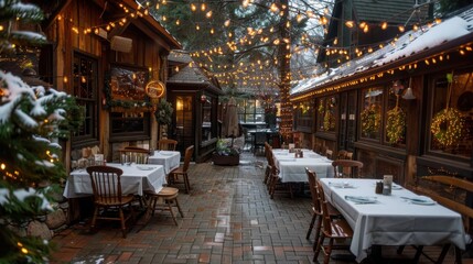 Fototapeta premium Dining Out: Enjoying meals at restaurants or cafes, offering a change from home cooking and a chance to savor different cuisines and social settings. 