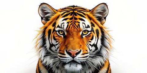 Fototapeta premium Tiger head silhouette against a white background , wild, fierce, predator, animal, silhouette, black, graphic design, powerful