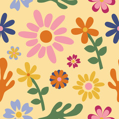 flower floral vintage seamless pattern. This is a retro flower repeat vector illustration. Design for decorative, wallpaper, shirts, clothing, tablecloths, blankets, wrapping, texture, textile,    