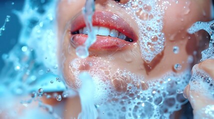 Fototapeta premium Personal Hygiene: Daily practices such as showering, brushing teeth, and grooming, essential for maintaining cleanliness, health, and overall well-being. 