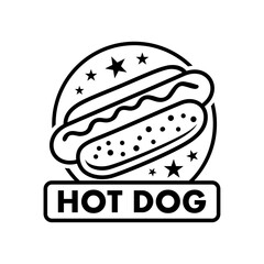Hot dog logo vector black and white in circle 