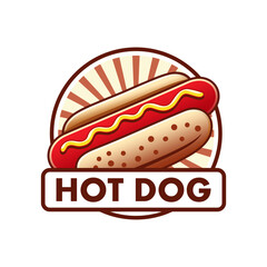 Hot dog logo vector in circle with white background