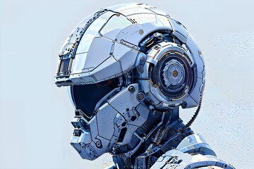 Futuristic Robotic Helmet with Intricate Mechanical Details"
