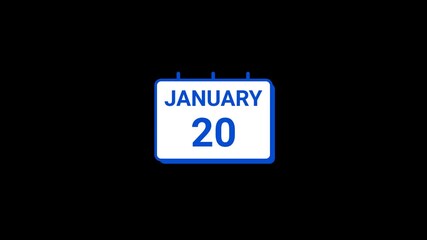 20 January calendar icon Animation