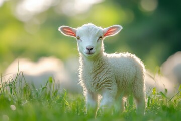 Obraz premium Cute lamb in the meadow