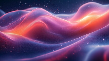 A vibrant, abstract landscape of flowing waves in hues of purple and orange.