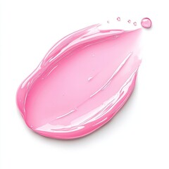 Close up of Hyaluronic acid serum. Light pink liquid gel beauty cream swatch on an isolated white background