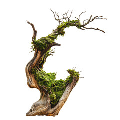 PNG Mossy curved tree trunk in bright light