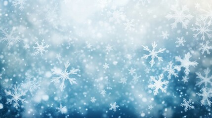 Snowflakes falling from sky creating magical winter wonderland