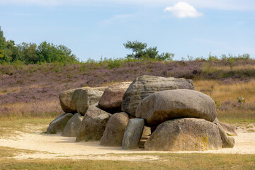 Hunebedden in Havelte, A dolmen is a type of single-chamber megalithic tomb, Usually consisting of...