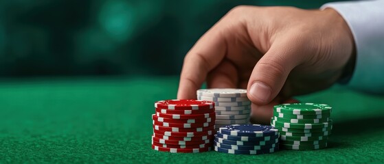 Naklejka premium Exciting Sports Betting Concept - Hand Ready to Place Bet in with Copy Space.