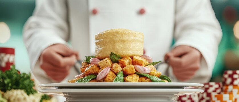 Culinary Extravaganza: Celebrity Chef Showdown at High-Stakes Gala - with Copy Space