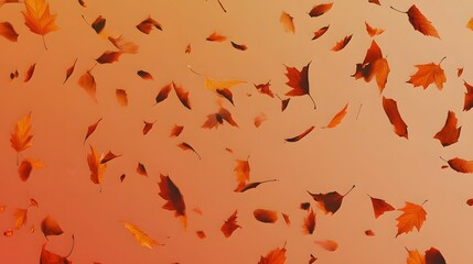 Autumn leaves falling against a warm gradient background.