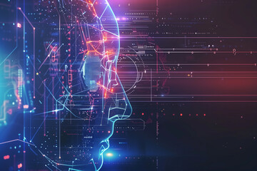 Obraz premium Abstract Virtual AI Brain Concept Background