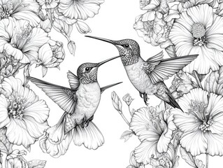 Obraz premium Birds on Flowers