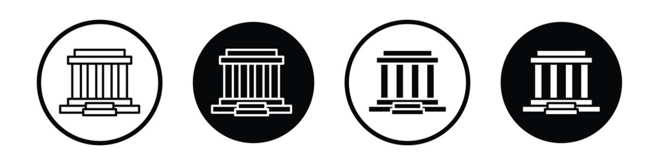 Lincoln memorial vector icon set black filled and outlined style.