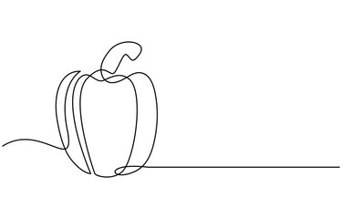 Capsicum continuous one line art drawing of vector illustration, Bell peppers one line continuous drawing. Peppers continuous one line illustration. Vector minimalist linear illustration