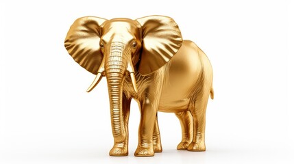 Gold elephant figurine isolated on white background. Neural network ai generated art