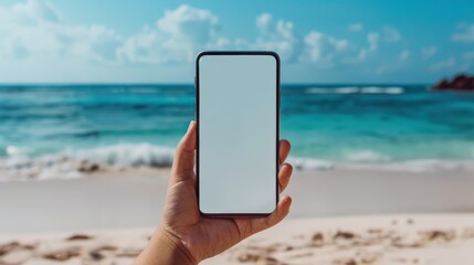 Empty Phone Screen with Beach Backdrop
