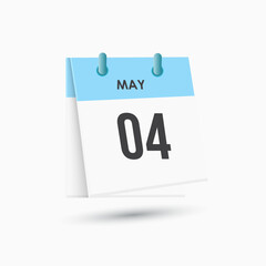 May 4 - calendar and Time planner. Daily Calendar Icon reminder. Vector Illustration.