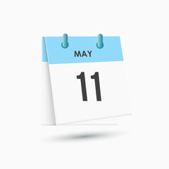 May 11 - calendar and Time planner. Daily Calendar Icon reminder. Vector Illustration.