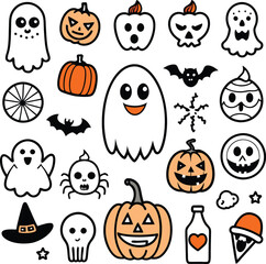 Naklejka premium halloween icons set illustration