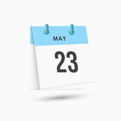 May 23 - calendar and Time planner. Daily Calendar Icon reminder. Vector Illustration.