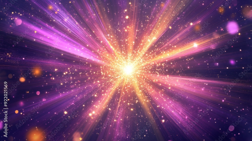 Wall mural abstract background with light speed motion and shining particles
