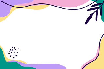 background with wave frame and wire flower illustration, minimalist background geometric shape