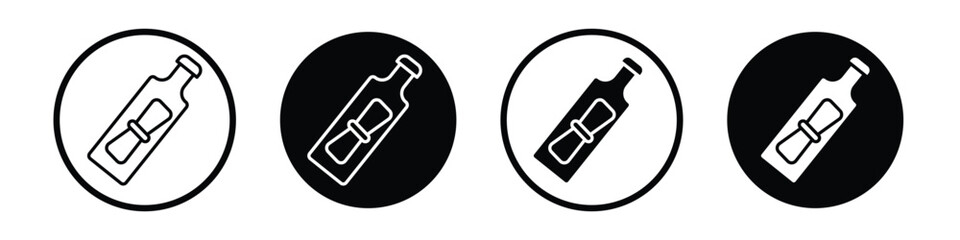 Message In a Bottle vector icon set black filled and outlined style.