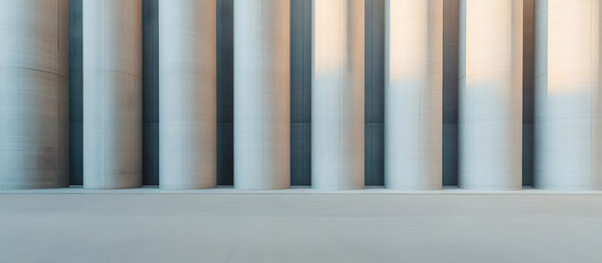 Large industrial silos standing in a rural setting with clear blue skies