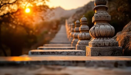 Obraz premium Pilgrimage routes, spiritual journeys, vibrant paths, sacred destinations