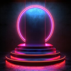 Futuristic Podium with Light Technology Stage