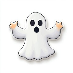 Cartoon ghost icon on solid white background, single object