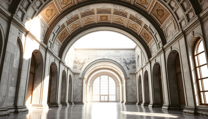 building arch interior isolated with white highlights, png