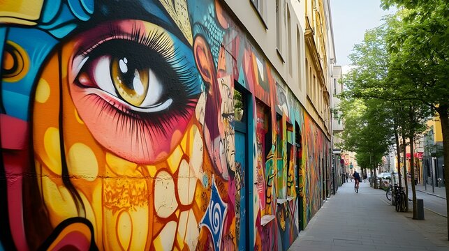 41. **Colorful murals and street art in a trendy neighborhood of Berlin