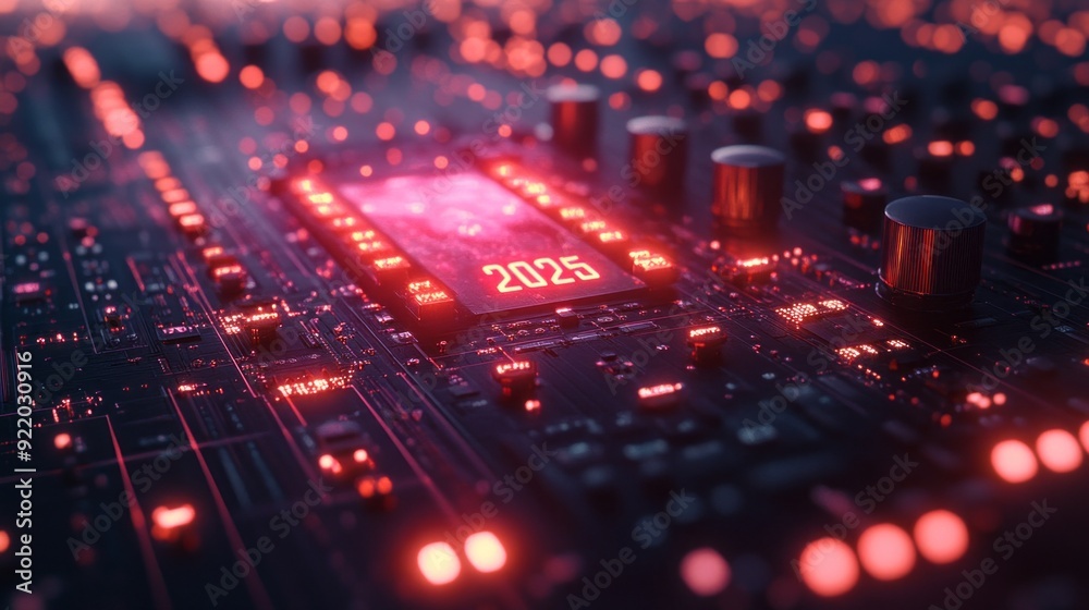 Poster A computer chip with the number 2025 on it