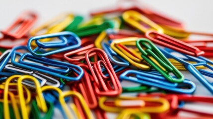 Colorful Paperclips in a Close-Up Shot