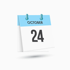 October 24 - calendar and Time planner. Daily Calendar Icon reminder. Vector Illustration.