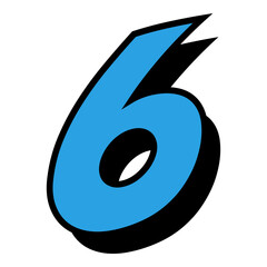 6 number 3d style colorful modern typography for poster, t shirt, flyer, decoration, card, sale banner, printing on fabric, industrial. Cool typeface. Trendy alphabet.