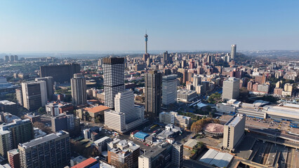 Obraz premium Johannesburg Skyline At Johannesburg In Gauteng South Africa. Downtown Cityscape. Business District Background. Johannesburg At Gauteng South Africa. High Rise Buildings. City Landmark.