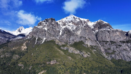 Mountain Time Lapse At Bariloche In Rio Negro Argentina. Snowy Mountains. Glacier Landscape. Winter Background. Mountain Time Lapse At Bariloche In Rio Negro Argentina.