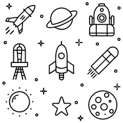 Science Icons set silhouette vector art illustration