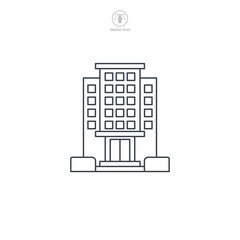Hotel building icon symbol vector illustration isolated on white background