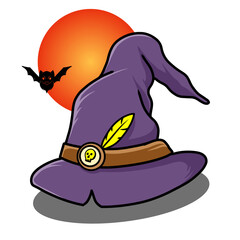 icon witch hat halloween illustration vector design