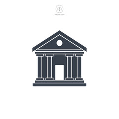 Obraz premium Bank building icon symbol vector illustration isolated on white background