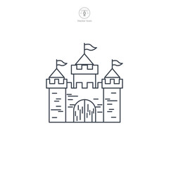 Castle building icon symbol vector illustration isolated on white background